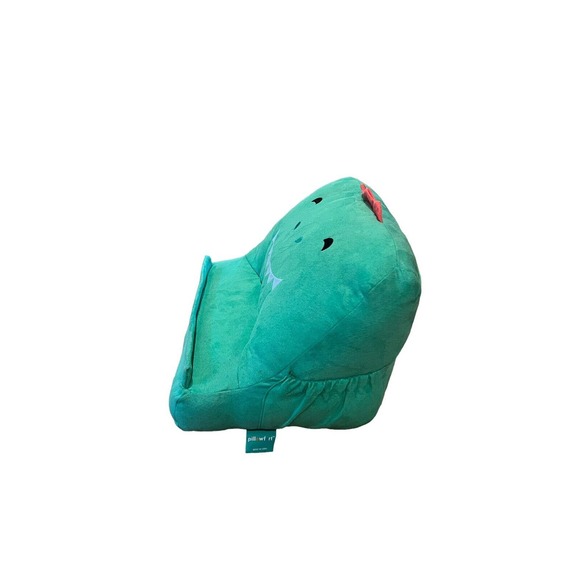 Pillowfort Tablet Book Rest Holder Pillow Weighted Plush Green Dinosaur Pockets - Picture 2 of 8